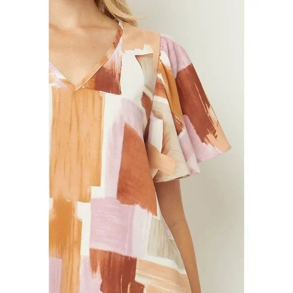 Entro Flutter Sleeve V-Neck Blouse - Picture 5 of 7